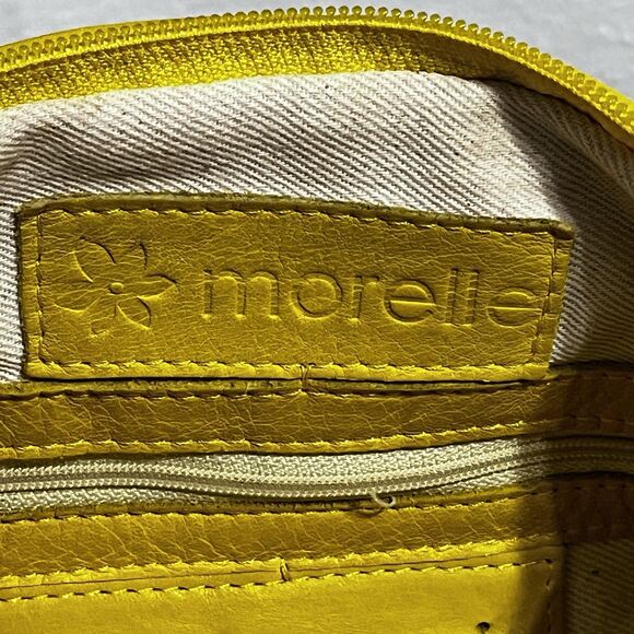 Morelle Yellow Leather Shoulder Bag Bow Accent Slouchy Hobo Bag Purse EUC - Picture 8 of 11